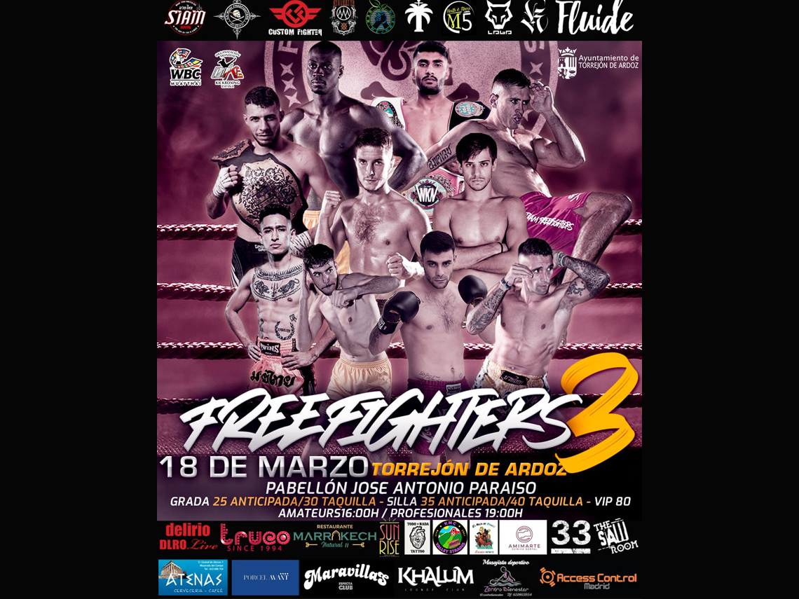 Tercera edición de la velada de muay-thai y kick-boxing “Freefighters” 