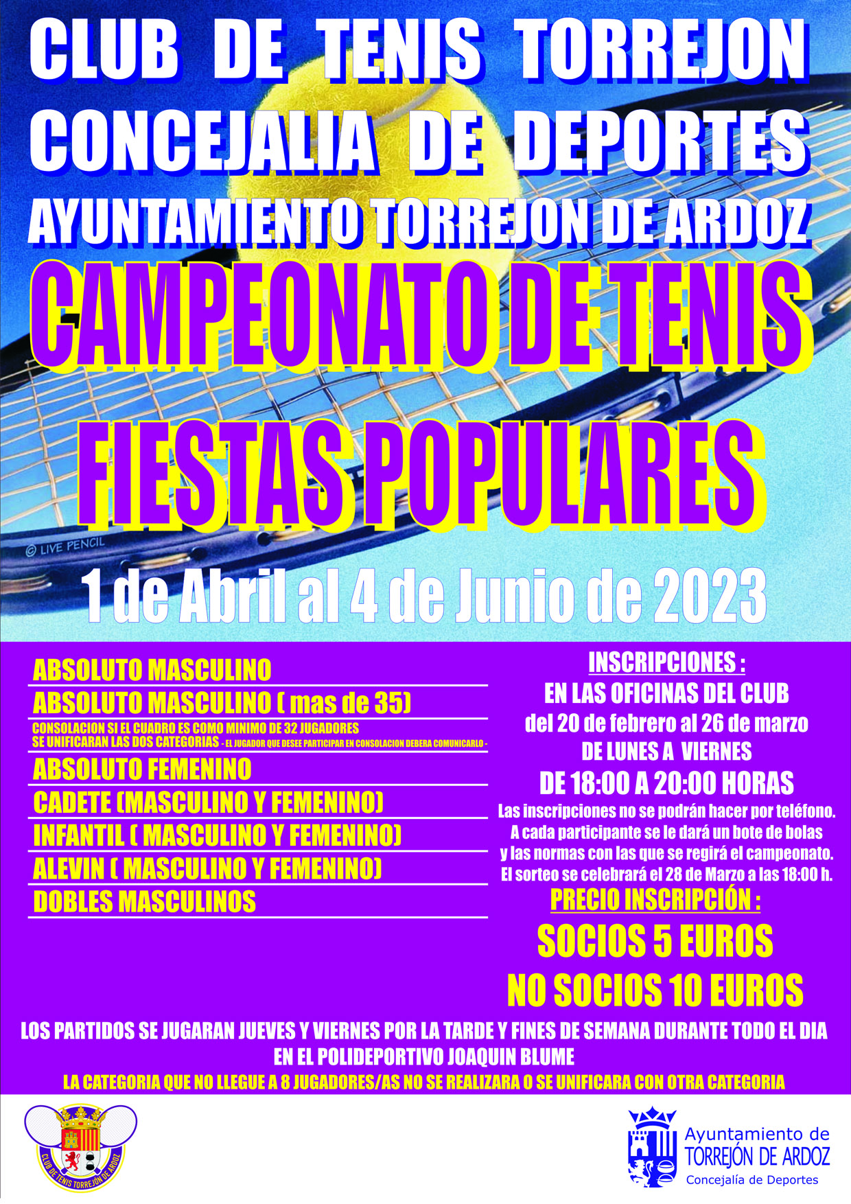 Torneo Tenis Fiestas Populares 2023
