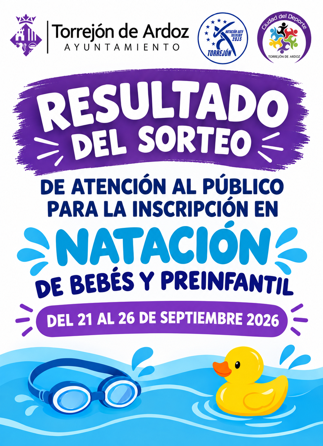 Resultado sorteo plazas natación