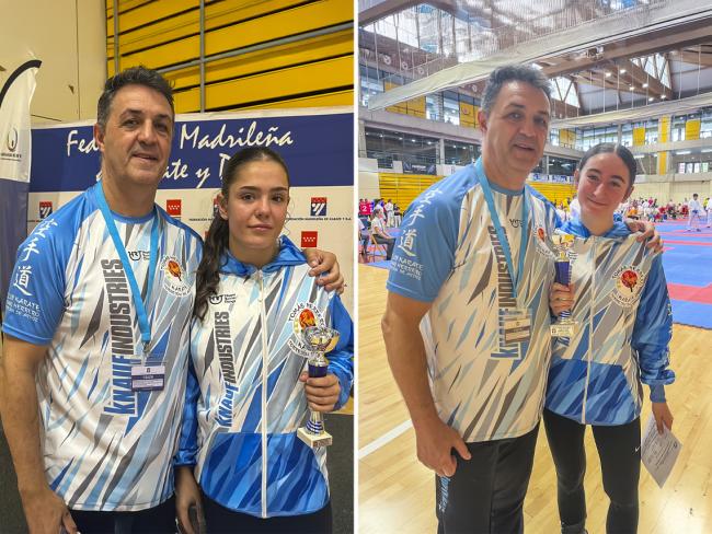 Aitana Blázquez y Belia Muñoz junto a Tomás Herrero