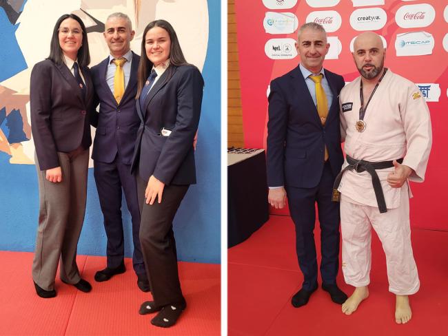 Antonio Núñez junto a Celia y Rocío Núñez, y junto a José Pizarro