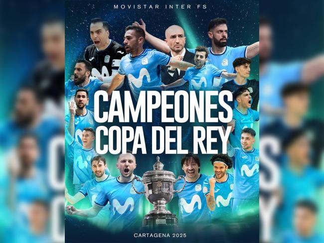 Movistar Inter FS gana su tercera Copa del Rey de fútbol sala después de vencer en la final a Jaén Paraíso Interior por 6-1