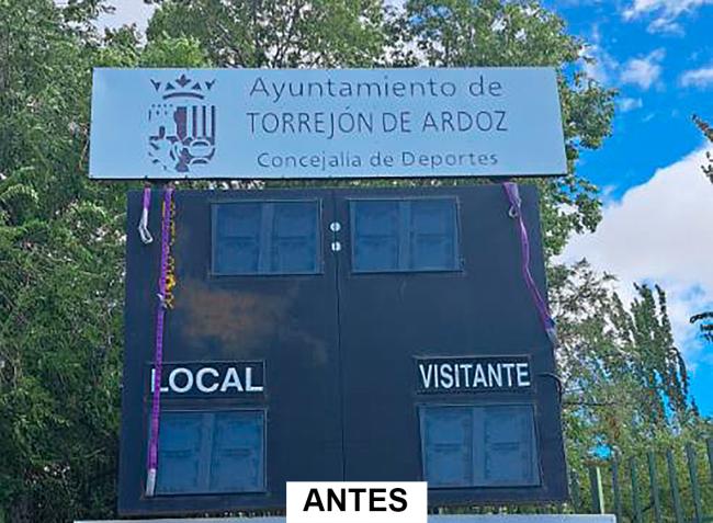Antiguo marcador en el Campo de Fútbol Municipal Las Veredillas