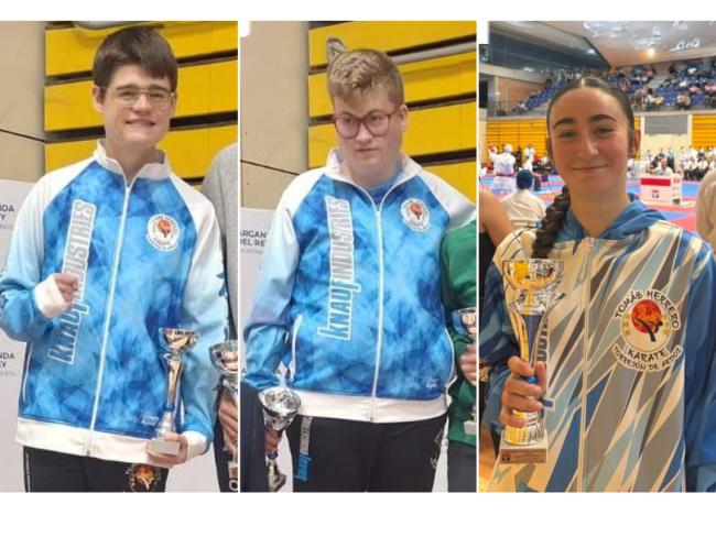 Miguel León, Pablo Lesmes y Aitana Blázquez, medallistas en el Campeonato de Madrid de parakarate y junior